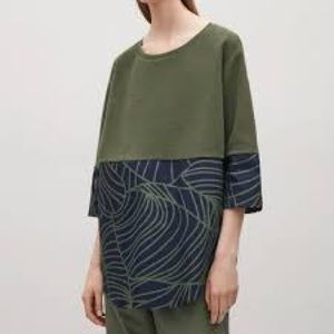 COS green and navy faux layered shirt